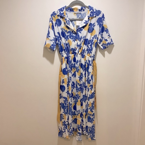 NEW Milan Kiss women’s tie-waist midi floral dress short sleeve size small - Picture 2 of 13